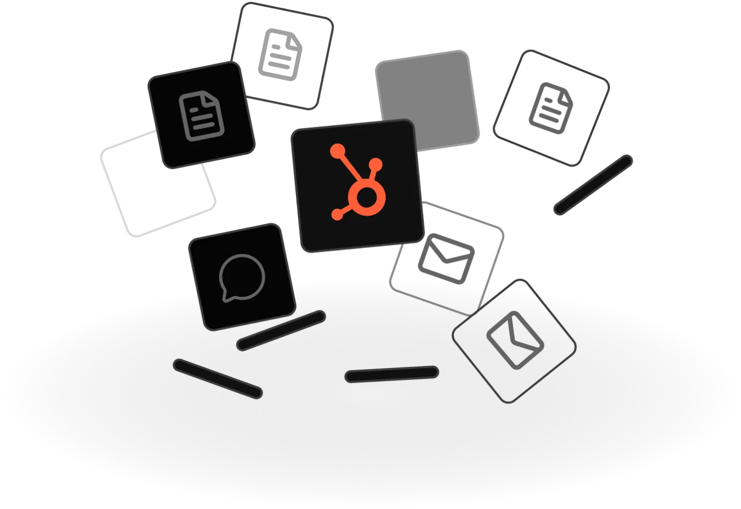 HubSpot mit verstreuten Daten und Dokumenten