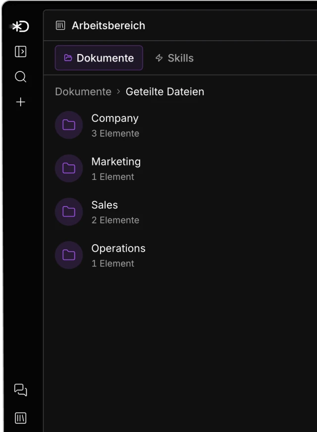 Workspace mit geteilten Dokumenten in Dory